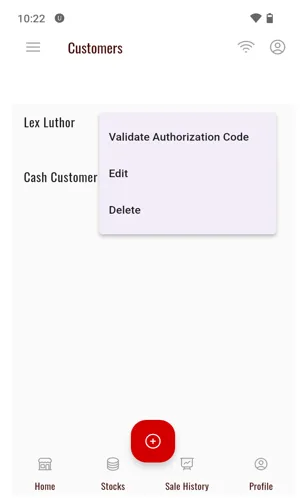 Customer Options Menu