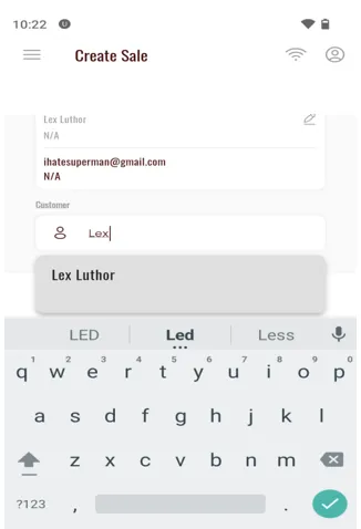 Customer Search and Sale Page