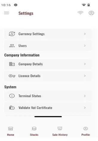 Settings Dashboard